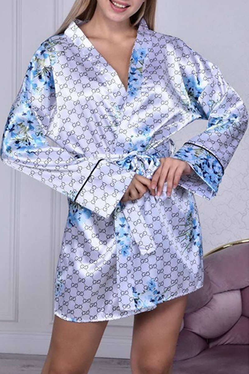 

Blue Living Print Letter Sleepwear