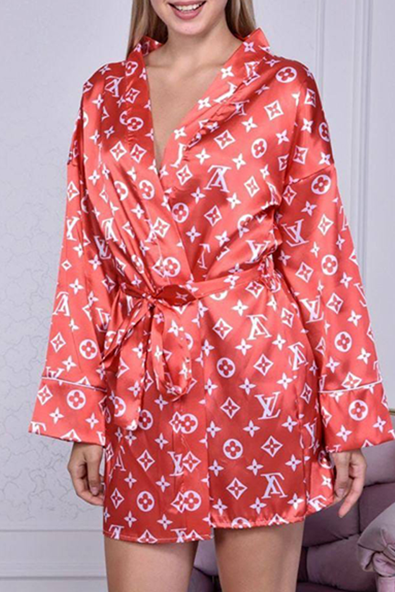 

Orange Living Print Letter Sleepwear