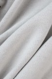 Vêtement d'extérieur blanc à col en V et patchwork décontracté