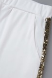 Tweedelige witte casual patchwork O-hals met lange mouwen