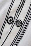 Vêtement d'extérieur blanc à col en V et patchwork décontracté