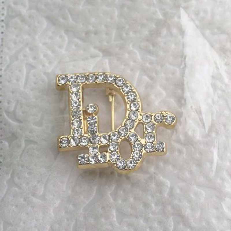 

Gold Elegant Letter Rhinestone Brooch