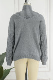 Lake Blue Casual Solid Hollow Out Turtleneck Tops