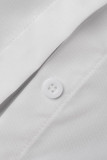 Tops blancs à col chemise patchwork imprimé décontracté