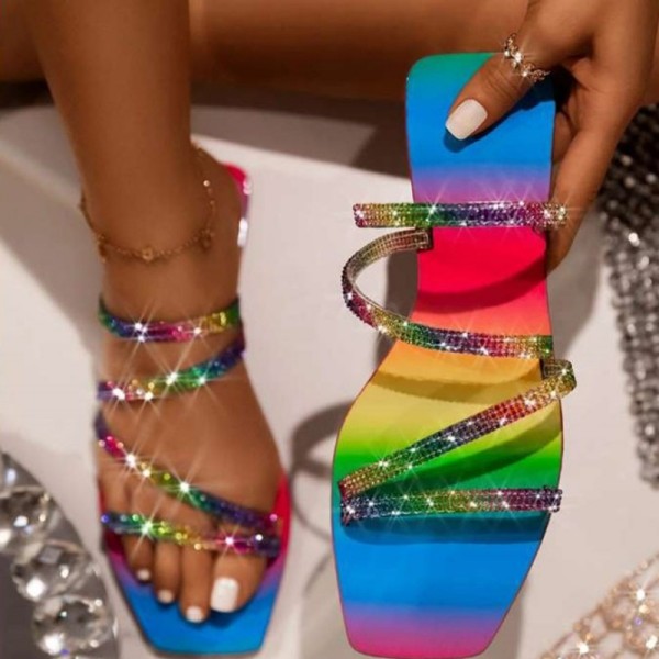 Zapatos informales de colores con diseño de patchwork y diamantes de imitación para exteriores
