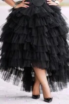 Falda de talla grande de patchwork sólido casual negro