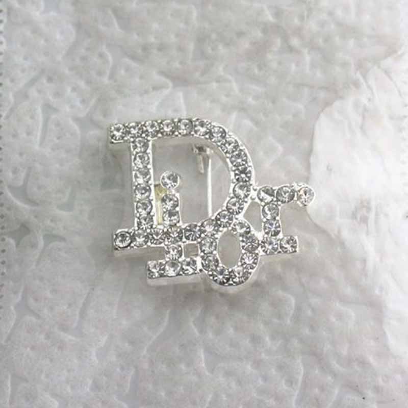 

Silver Elegant Letter Rhinestone Brooch