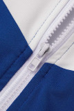 Due pezzi manica lunga colletto con cerniera a contrasto blu casual patchwork