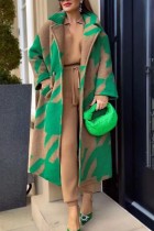 Prendas de abrigo con cuello vuelto y cárdigan con estampado informal verde