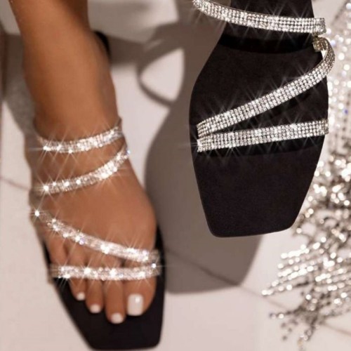 Black Casual Patchwork Rhinestone Out Door Shoes