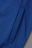 Due pezzi manica lunga colletto con cerniera a contrasto blu casual patchwork