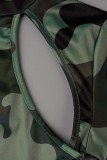 Robes à manches longues à col roulé et imprimé camouflage décontracté vert armée