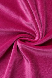 Robes de robe irrégulières à col en V en patchwork solide rose rouge