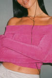Rose Red Sexy Solid Patchwork Off the Shoulder Tops