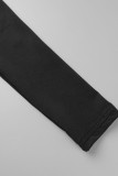 Черные сексуальные однотонные облегающие комбинезоны с квадратным воротником в стиле пэчворк