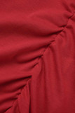Macacão skinny vermelho sexy casual com bandagem sem costas frente única