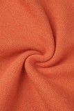 Robes orange décontractées solides basiques col à capuche manches longues