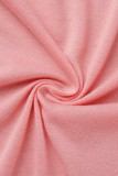 Розовый сексуальный повседневный однотонный обтягивающий комбинезон с открытой спиной и лямкой на шее