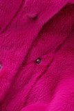 Vêtement d'extérieur rose uni décontracté à col rond