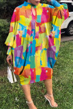 Цветные повседневные платья с длинными рукавами и вырезом на шее с вырезом на шее