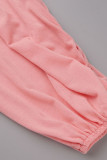 Розовый сексуальный повседневный однотонный обтягивающий комбинезон с открытой спиной и лямкой на шее