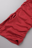 Röd Sexig Casual Solid Bandage Rygglös Halter Skinny Jumpsuits
