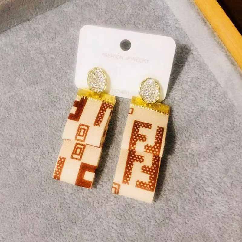 

Khaki Street Letter Patchwork Earrings