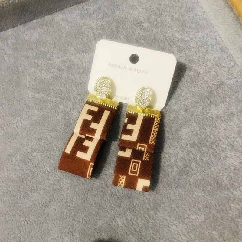 

Deep Coffee Street Letter Patchwork Earrings