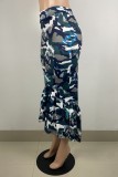 Камуфляжная повседневная юбка с камуфляжным принтом в стиле пэчворк Узкая юбка с высокой талией и обычным принтом