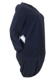 Темно-синий сексуальный модный короткий рукав с длинными рукавами и круглым вырезом бальное платье длиной до колен пэчворк однотонный