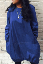 Королевский синий сексуальный модный короткий рукав с длинными рукавами с круглым вырезом бальное платье до колен пэчворк однотонный
