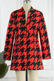 Rood casual print patchwork vest met omgeslagen kraag Bovenkleding