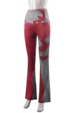 Красные повседневные классические брюки скинни с высокой талией и принтом в стиле кэжуал