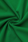 Verde Moda Casual Solido Patchwork Cerniera Colletto Manica lunga Due pezzi