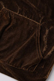 Rosa casual sólido patchwork cuello con capucha manga larga dos piezas