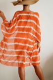 Mandarijnrood sexy print vest badpak driedelige set (met vullingen)