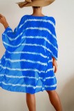 Königsblauer Cardigan-Badeanzug mit sexy Aufdruck, dreiteiliges Set (mit Polsterung)