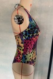 Colour Sexy Print Bandage Backless Swimwears (With Paddings)