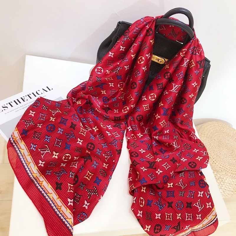 

Red Elegant Letter Print Patchwork Scarf