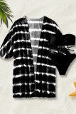 Zwart sexy print vest badpak driedelige set (met vullingen)