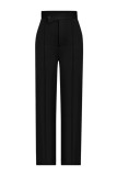 Pantalon de couleur unie classique à taille haute décontracté uni basique noir