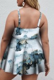 Rose Rot Sexy Casual Print Backless Spaghetti Strap Plus Size Bademode (mit Polsterungen)