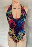 Color Sexy Print Bandage Backless Swimwears (mit Polsterungen)
