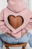 Grön Casual Solid Hot Drilling Backless Hooded Collar Tops