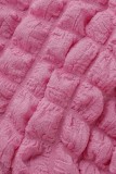 Pink Casual Solid Kordelzug Frenulum Half A Rollkragen Langarm Zweiteiler