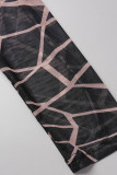 Черный сексуальный принт в стиле пэчворк Половина водолазки с длинным рукавом Платья больших размеров