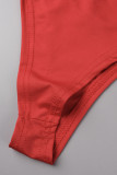 La perforazione calda della rappezzatura sexy rossa ha scavato i vestiti a maniche lunghe mezzo dolcevita trasparenti