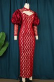 Rotes reizvolles Patchwork ausgehöhltes halbes Rollkragen-Abend-Kleid-Kleider