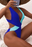 Yellow Sexy Patchwork Solid Backless Contrast Swimwears (With Paddings)