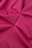 Rose Red Casual Solid Patchwork V-hals Plus Size Toppar
